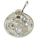 NOBILITY Silver Plated Pooja Thali Set 7 Inch Plate Bowl Kumkum Holder Agarbatti Stand Kalash Palli Diya Puja Decorative for Home Mandir Office Wedding Return Gift Items