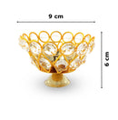 NOBILITY Gold Crystal Diya with Blue Velvet Gift Box Home Decoration Chrystal Piyali Dia Pooja Items Puja Gifts Handmade Oil Lamp Traditional Indian Dhanteras Deepawali Diwali Gift Items