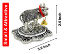 NOBILITY Small Kamdhenu Cow with Calf Metal Statue with Red Velvet Gift Box Decorative Item Showpiece for Home Office Diwali Decoration items Wedding Return Gifts