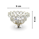 NOBILITY Crystal Diya with Red Velvet Gift Box German Silver Chrystal Akhand Piyali Dia Pooja Items Diwali Decoration Puja Gifts Handmade Oil Lamp