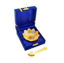 NOBILITY Bowl Spoon Set Gold and Silver Plated Leaf Shaped Designed with Velvet Box Dry Fruit Dessert Serving Sets Friends Family Home Decorative Corporate Gifts Wedding Return Gift