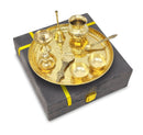 NOBILITY Pure Brass Pooja Thali Set 10 Inch with Gray Velvet Gift Box