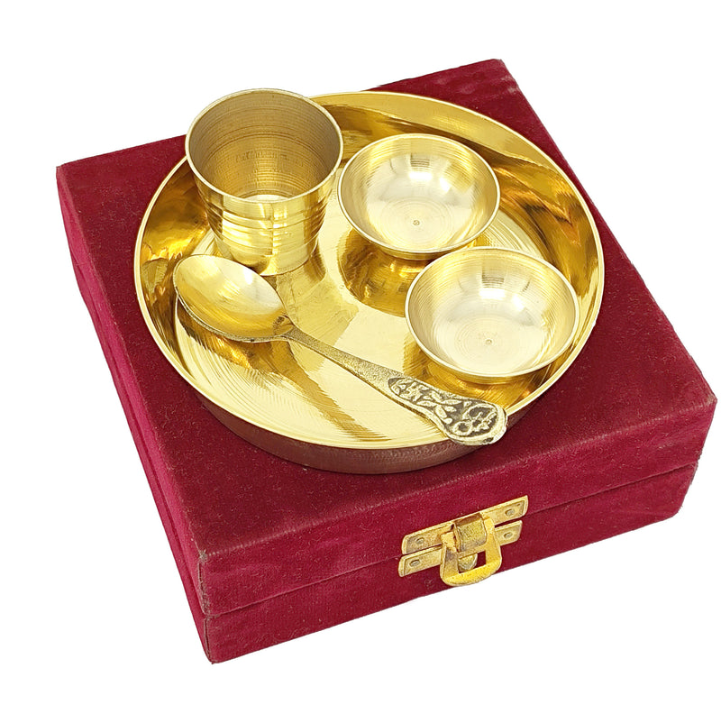 NOBILITY Laddu Gopal Bhog Thali Set Brass Small 5 Inch Pooja Set for Krishna Janmashtami Decoration Iskcon Gift Festival Krishna Puja Set for Home Office Mandir Items