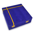 NOBILITY Pooja Thali Set Silver Plated with Blue Gift Box Designed 8 Inch Puja Plate Kalash Bowl Ghanti Spoon Dhup Dan Diya for Home Office Diwali Wedding Return Gift Items