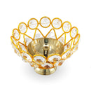 NOBILITY Gold Crystal Diya with Blue Velvet Gift Box Home Decoration Chrystal Piyali Dia Pooja Items Puja Gifts Handmade Oil Lamp Traditional Indian Dhanteras Deepawali Diwali Gift Items