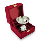 NOBILITY Silver Plated Piyali Diya with Velvet Gift Box Traditional Oil Lamp Deepak Lamp Panchmahal Deepam for Pooja Mandir Diwali Indian Puja Items Wedding Return Gifts