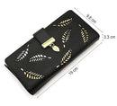 NOBILITY Women's Rose Gold Vegan Leather Leaf Bi-fold Card Coin Holder Long Wallet