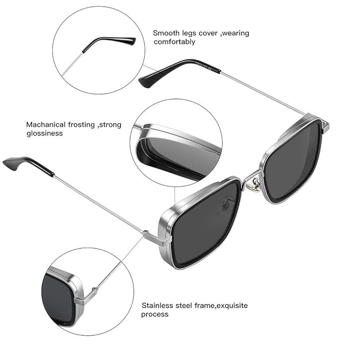 NOBILITY Smooth Leg Covers Lightweight Square Sunglasses for Men