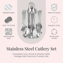 NOBILITY 25 Pieces Cutlery Set Stainless Steel with Stand (Contains 6 Dinner Spoons, 6 Tea Spoon, 6 Dinner Fork, 6 Soup Spoons, 1 Stand) Spoon Set for Dining Table Stylish, Mirror Polished