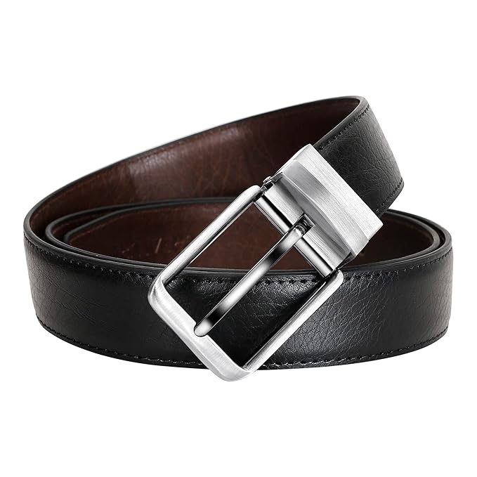 NOBILITY Reversible Pu-Leather Formal Belt For Men(Color-Black/Brown||BL-01|| 46 inches length|| Waist upto -40 inches)