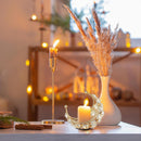 NOBILITY Tea Light Holder, Gold Decoration, Living Room, Modern Moon Candle Holder, Crystal Candle Holder, Metal Lanterns, Table Decoration for Wedding Party, Ramadan, Diwali Decoration (Pack of2)