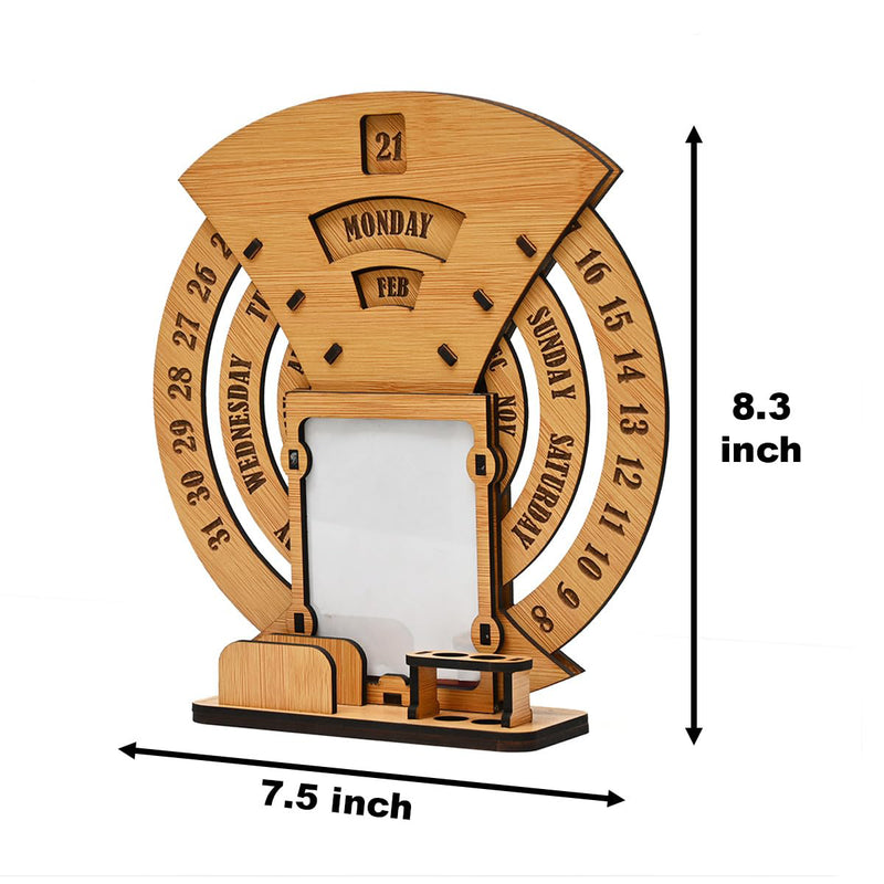 NOBILITY Calendar of lifetime, calendar desk organizer round table calendar premium antique look for office decor, wooden calender also corporate gifts