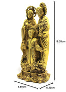 NOBILITY  Brass Holy Family of Mother Mary, Joseph, Jesus Christ Idol Statue Sculpture - (7.5" Inches Height)