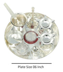 NOBILITY Silver Plated Pooja Thali Set 6 Inch Premium Puja Decorative for Home Mandir Office Wedding Return Gift Items