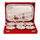 NOBILITY Bowl Spoon Tray Set Silver Plated Dry Fruits Dessert Serving Friends Family Housewarming Home Decoration Corporate Wedding Return Gifts Diwali Eid Christmas Gift items
