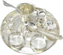NOBILITY Silver Plated Pooja thali Set 8 Inch Festival Ethnic Puja Thali Gift for Diwali, Home, Temple, Office, Wedding Gift