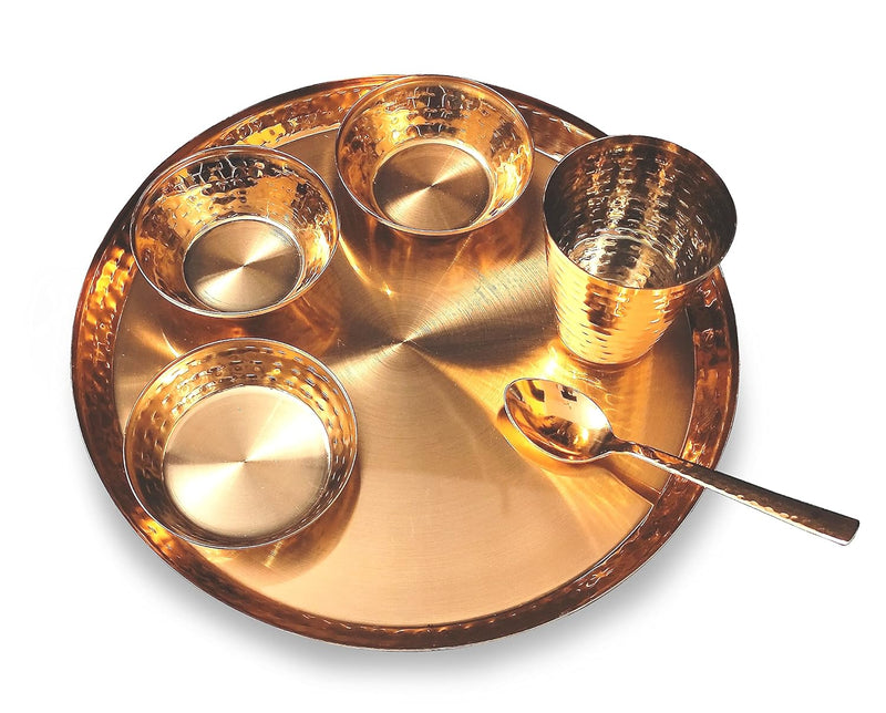 NOBILITY Rose Gold Plated Dinner Set for Gift Rice Ceremony Annaprashan Sanskar Birthday for Boys Girls Home Decorative Festive Return Items