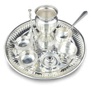 NOBILITY Premium Ganesh Lakshmi Design Silver Plated Pooja Thali Set 08 Inch with for for Festival Ethnic Puja Thali