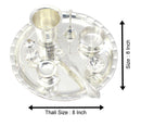 NOBILITY Silver Plated Pooja Thali Set 8 Inch for Festival Ethnic Puja Thali for Diwali, Home, Temple, Office, Wedding Return Gift