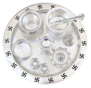 NOBILITY Silver Plated Pooja Thali Set Glossy Puja Thali Set 9 Inch Ethnic Pooja Thali for Home Temple Office Wedding Return Gift Items