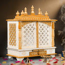 NOBILITY art and craft Wooden Temple, Pooja Mandir, Pooja Mandap for Home (Red, 18 x 12 x 24 inch)