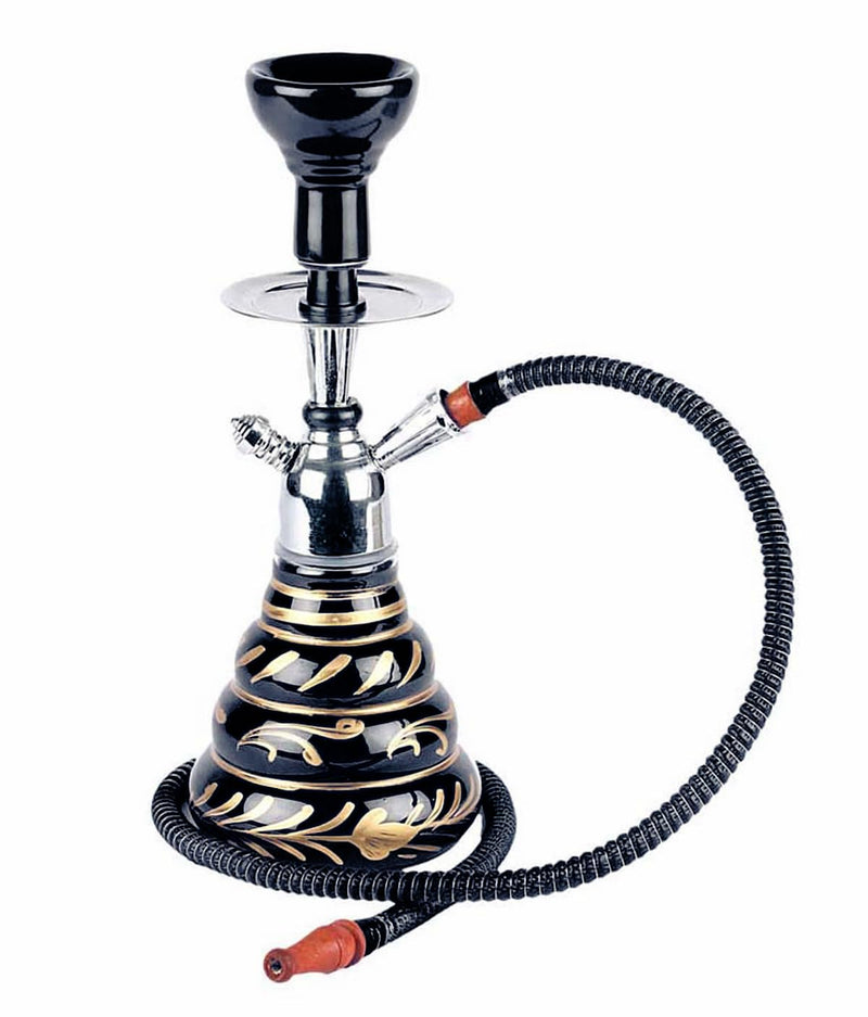 NOBILITY Refreshing Round Base 38.1cm Glass Hookah (Black)