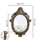 NOBILITY Antique Wall Mirror - Ornate Elliptical Design with Compressed Wooden Frame Vintage Wall Mount Mirror Makeup Elegant Hanging Glass Living Room Bedroom Bathroom Basin Home Decor (64x46 cm)