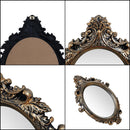 NOBILITY Antique Wall Mirror - Ornate Elliptical Design with Compressed Wooden Frame Vintage Wall Mount Mirror Makeup Elegant Hanging Glass Living Room Bedroom Bathroom Basin Home Decor (64x46 cm)