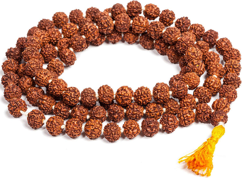 NOBILITY Original Rudraksha Mala (Brown, 9-10mm) for Wearing and Japa Mala (5 Mukhi Mala, 108 beads Mala Rosary Garland)