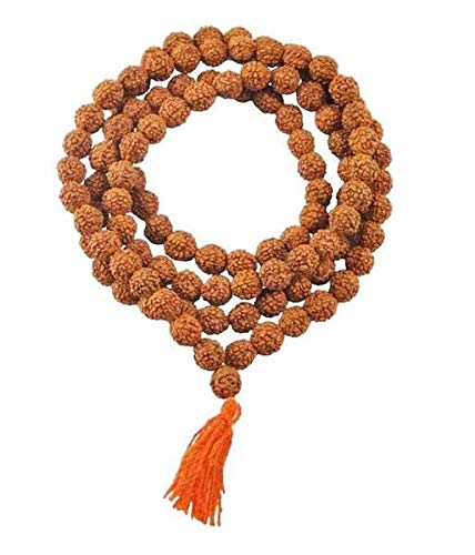 NOBILITY Original Rudraksha Mala (Brown, 9-10mm) for Wearing and Japa Mala (5 Mukhi Mala, 108 beads Mala Rosary Garland)