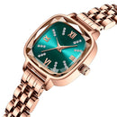 NOBILITY Women Stainless Steel Watches Analog Rose Gold Band and Square Dial Women's Watch for Girls Diamond Studded with Stylish Watches Waterproof