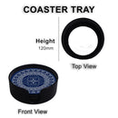 NOBILITY Mandala Design Coasters with Tray Coaster Set Fit for Tea Cups Coffee Mugs Glasses | Home Decor | Set of 6 Durable and Long Lasting Premium Finish Mandala (Blue Coasters)