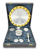 NOBILITY Pooja Thali Set Gold & Silver Plated with Red Gift Box